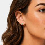 14K Gold Oval Gemstone Stud Earrings