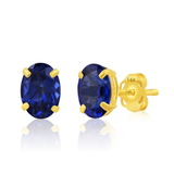 14K Gold Oval Gemstone Stud Earrings