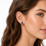 14K Gold Oval Gemstone Stud Earrings