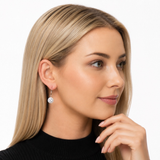 Sterling Silver CZ Halo Dangle Earrings