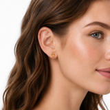 14K Gold Oval Gemstone Stud Earrings