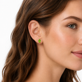 14K Gold Oval Gemstone Stud Earrings