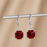 8mm  Gold Cushion Cut Dangler Earrings in 14k