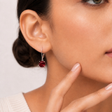 8mm  Gold Cushion Cut Dangler Earrings in 14k