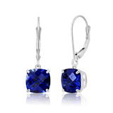 8mm  Gold Cushion Cut Dangler Earrings in 14k