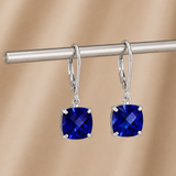 8mm  Gold Cushion Cut Dangler Earrings in 14k