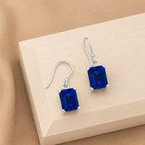 925 Sterling Silver Emerald-Cut Gemstone Dangle Earrings