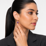 925 Sterling Silver Emerald-Cut Gemstone Dangle Earrings