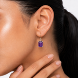 925 Sterling Silver Emerald-Cut Gemstone Dangle Earrings