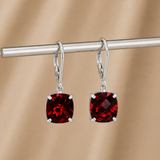 8mm  Gold Cushion Cut Dangler Earrings in 14k
