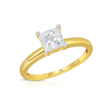 1 Carat Princess Cut Cubic Zirconia Solitaire Ring in 14K Gold