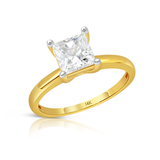 1.5 Carat Princess Cut Cubic Zirconia Solitaire Ring in 14K Gold