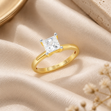 1.5 Carat Princess Cut Cubic Zirconia Solitaire Ring in 14K Gold