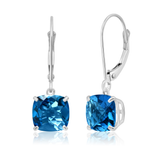 8mm  Gold Cushion Cut Dangler Earrings in 14k