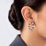 925 Sterling Silver Inside-Out Gemstone Hoop Earrings