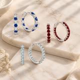 925 Sterling Silver Inside-Out Gemstone Hoop Earrings