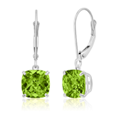 8mm  Gold Cushion Cut Dangler Earrings in 14k