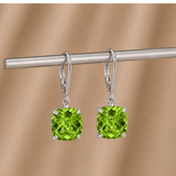 8mm  Gold Cushion Cut Dangler Earrings in 14k