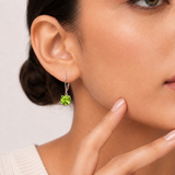 8mm  Gold Cushion Cut Dangler Earrings in 14k