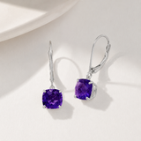 8mm  Gold Cushion Cut Dangler Earrings in 14k