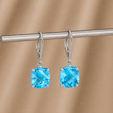 8mm  Gold Cushion Cut Dangler Earrings in 14k