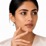 8mm  Gold Cushion Cut Dangler Earrings in 14k