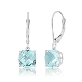 8mm  Gold Cushion Cut Dangler Earrings in 14k
