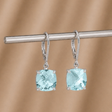 8mm  Gold Cushion Cut Dangler Earrings in 14k