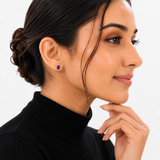 14K Gold Emerald-Cut Gemstone Stud Earrings
