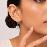 8mm  Gold Cushion Cut Dangler Earrings in 14k