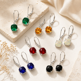 8mm  Gold Cushion Cut Dangler Earrings in 14k