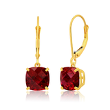 8mm  Gold Cushion Cut Dangler Earrings in 14k