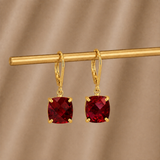 8mm  Gold Cushion Cut Dangler Earrings in 14k