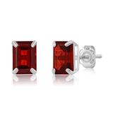 14K Gold Emerald-Cut Gemstone Stud Earrings
