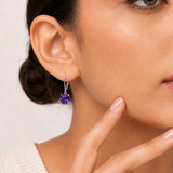 8mm  Gold Cushion Cut Dangler Earrings in 14k