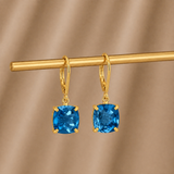 8mm  Gold Cushion Cut Dangler Earrings in 14k