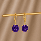 8mm  Gold Cushion Cut Dangler Earrings in 14k