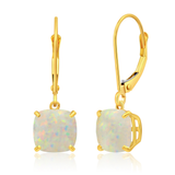 8mm  Gold Cushion Cut Dangler Earrings in 14k
