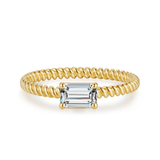 10K  Gold Emerald-Cut Engagement Ring with Twisted Band