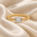 10K  Gold Emerald-Cut Engagement Ring with Twisted Band