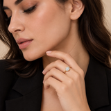 10K  Gold Oval CZ Engagement Ring with Twisted Bezel Band