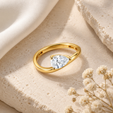 10K Gold Pear-Cut CZ Solitaire Ring