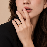 10K Gold Round-Cut CZ Wavy Band Ring