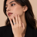 10K Gold Round-Cut CZ Wavy Band Ring