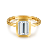 10K Solid Gold Emerald Cut Cubic Zirconia Engagement Ring