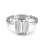 10K Solid Gold Emerald Cut Cubic Zirconia Engagement Ring