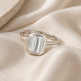 10K Solid Gold Emerald Cut Cubic Zirconia Engagement Ring