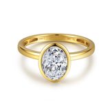 10K Solid Gold Oval Cut Cubic Zirconia Engagement Ring