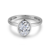 10K Solid Gold Oval Cut Cubic Zirconia Engagement Ring