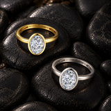 10K Solid Gold Oval Cut Cubic Zirconia Engagement Ring